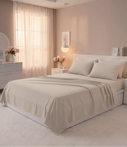 Soft Heaven Pearl White King Size Cotton Bedsheet – Minimal Luxury Bedding