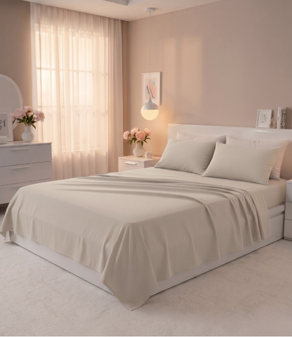 Soft Heaven Pearl White King Size Cotton Bedsheet – Minimal Luxury Bedding