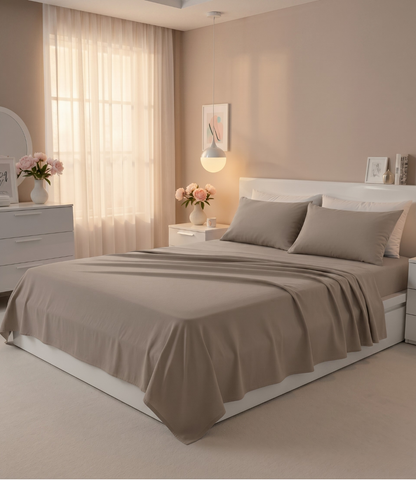 Soft Heaven Khakhi King Size Cotton Bedsheet – Earthy Neutral Bedding