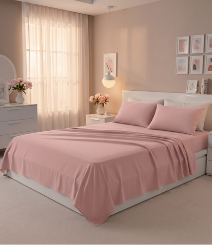Soft Heaven Dusty Rose King Size Cotton Bedsheet – Soft Elegant Bedding