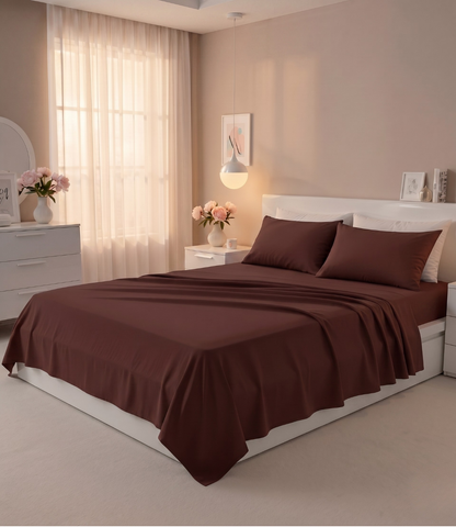 Soft Heaven Coffee Brown King Size Cotton Bedsheet – Rich Cozy Bedding