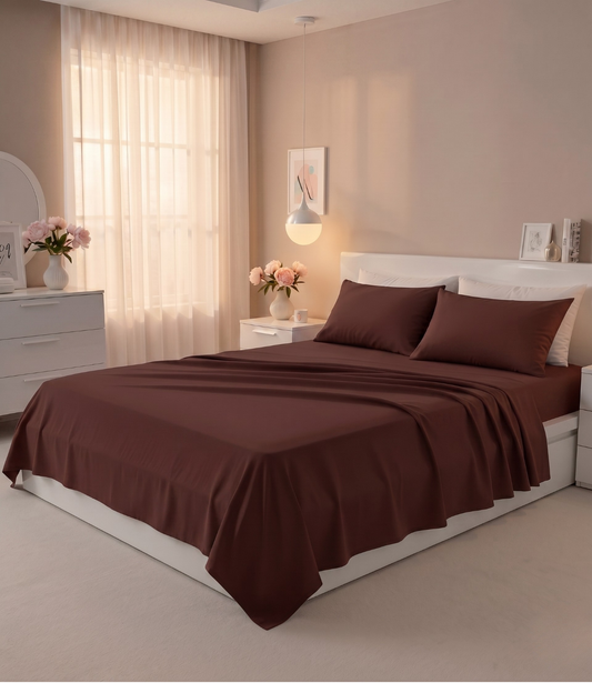 Soft Heaven Coffee Brown King Size Cotton Bedsheet – Rich Cozy Bedding