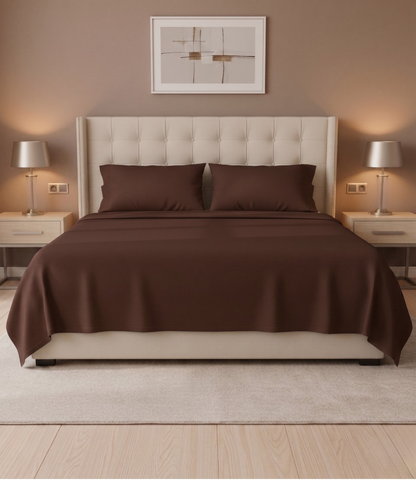 Soft Heaven Coffee Brown King Size Cotton Bedsheet – Rich Cozy Bedding