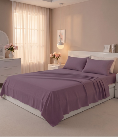 Soft Heaven Plum King Size Cotton Bedsheet – Deep Elegant Bedding