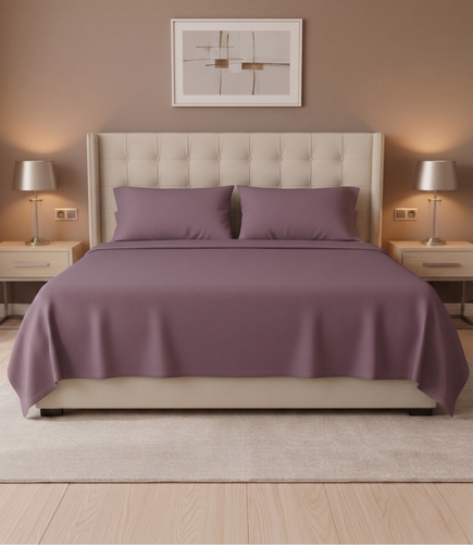 Soft Heaven Plum King Size Cotton Bedsheet – Deep Elegant Bedding