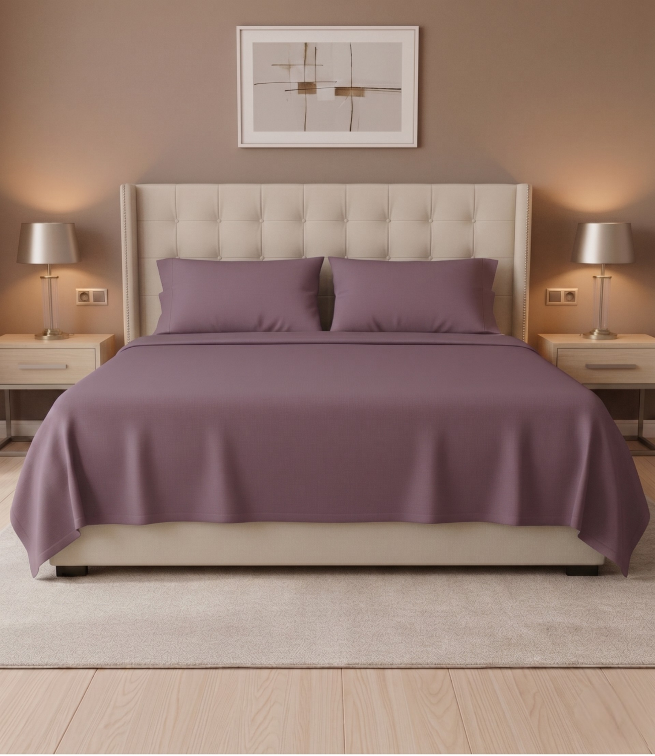 Soft Heaven Plum King Size Cotton Bedsheet – Deep Elegant Bedding