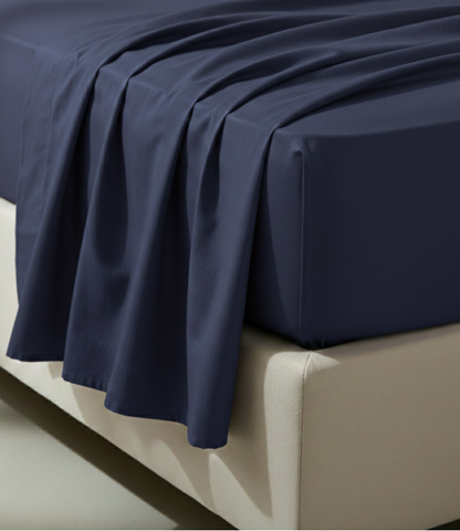 Soft Heaven Navy Blue King Size Cotton Bedsheet – Classic Luxury Bedding