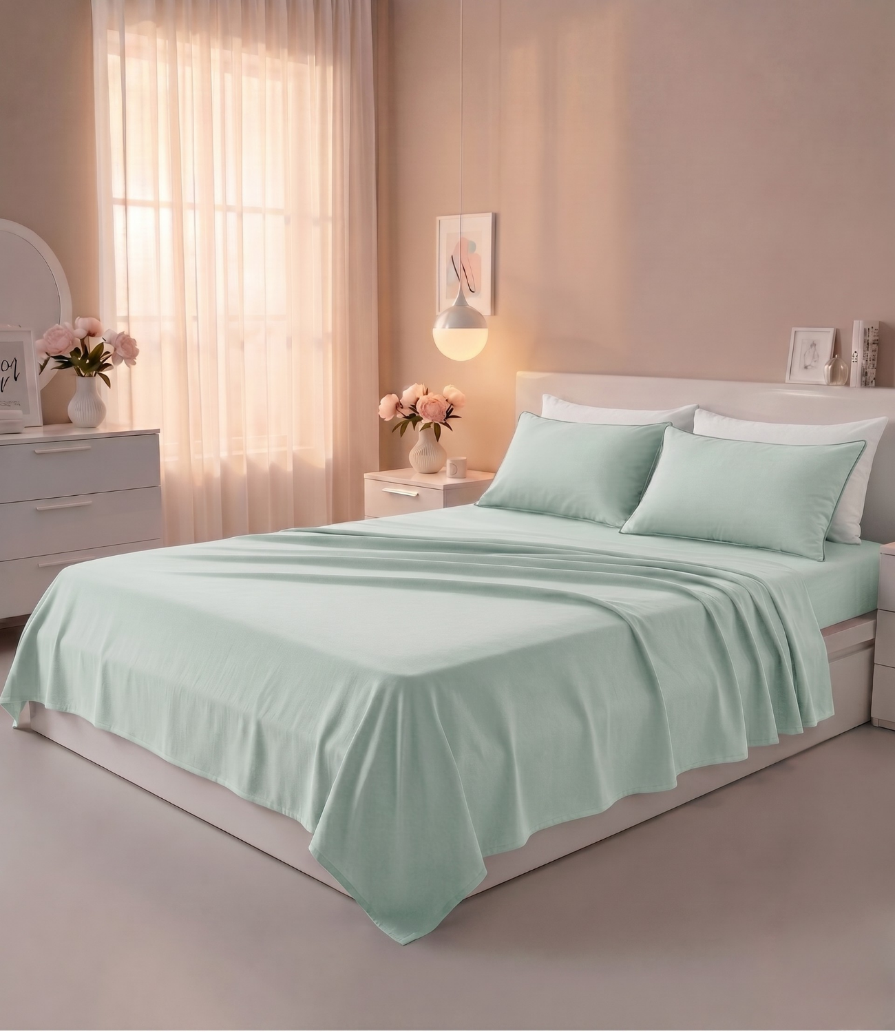 Soft Heaven Ivory King Size Cotton Bedsheet – Elegant Solid Premium Bedding