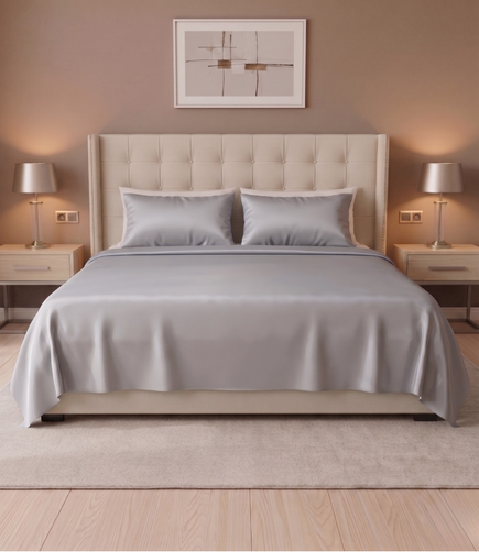 Soft Heaven Silver Grey King Size Cotton Bedsheet – Modern Solid Premium Bedding