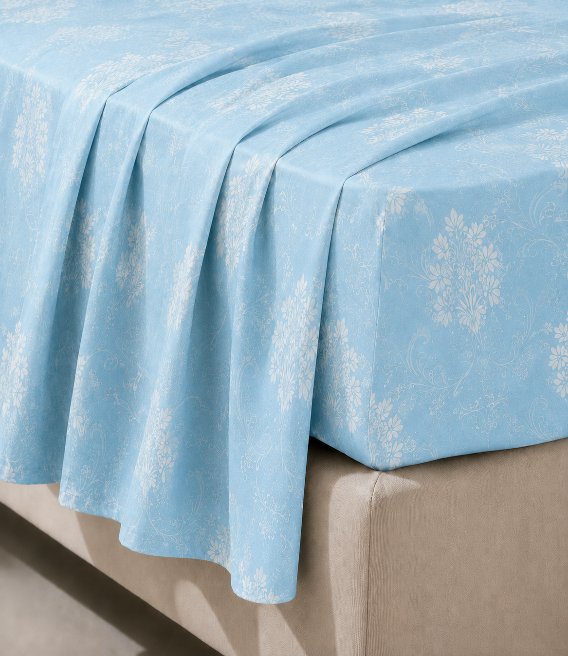 Elite Weave Sky Blue Floral Vine King Size Cotton Bedsheet – Refreshing Elegance & Everyday Comfort