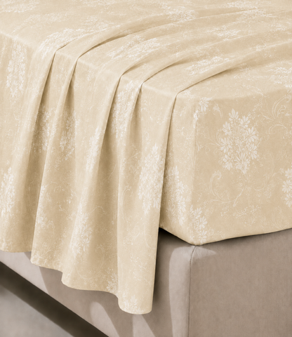 Elite Weave Ivory Beige Floral Vine King Size Cotton Bedsheet – Timeless Elegance & Everyday Comfort