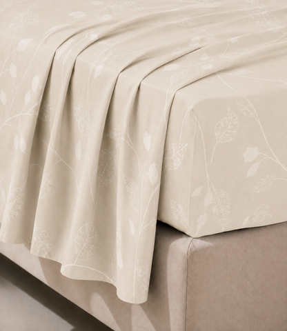 Elite Weave Ivory Botanical Vine King Size Cotton Bedsheet – Soft Elegance & Timeless Comfort