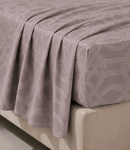 Elite Weave Taupe Interwoven Geometric King Size Cotton Bedsheet – Modern Elegance & Everyday Comfort