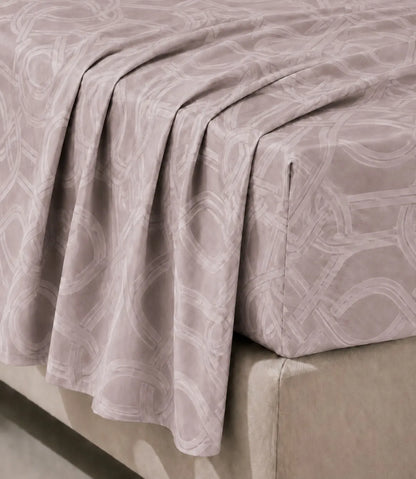 Elite Weave Blush Mauve Interwoven Geometric King Size Cotton Bedsheet – Modern Elegance & Everyday Comfort