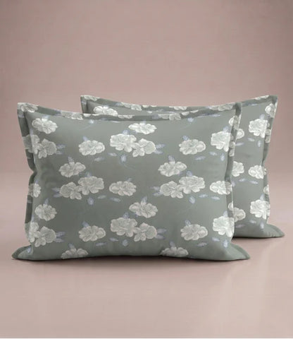 Feel Good Queen Size Pure Cotton Bedsheet – Sage Blossom Design | Refreshing Floral Cotton Comfort