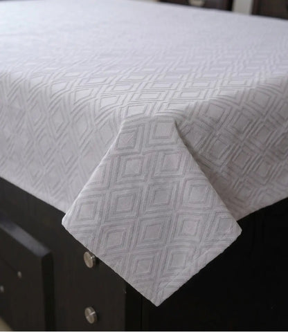 Close-up of Mayra silver grey cotton bedsheet showcasing soft premium fabric and elegant geometric diamond design.