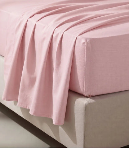 Close-up of Soft Heaven Cameo Rose king size cotton bedsheet highlighting soft fabric, smooth texture, and elegant drape.