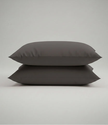 Soft Heaven Charcoal Grey Cotton Pillow Covers for King Size Bedsheet Set