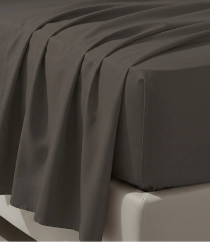 Close-Up of Soft Heaven Charcoal Grey King Size Cotton Bedsheet Showing Soft Wrinkle-Resistant Fabric Texture