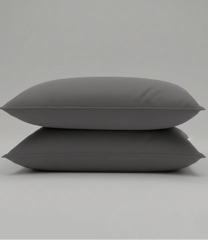 Set of two Soft Heaven dark grey cotton pillow covers for king size bedding with a soft, smooth, wrinkle-resistant finish.