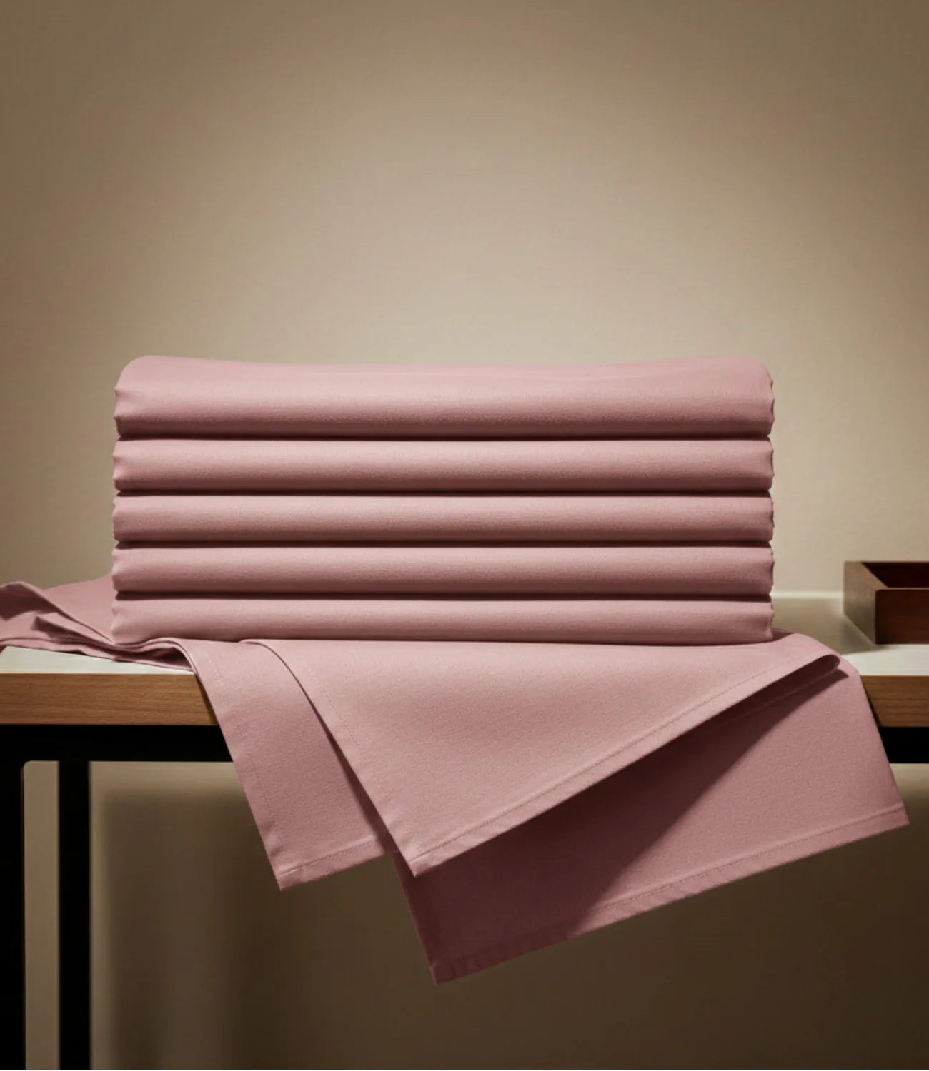 Folded Soft Heaven Dusty Rose King Size Cotton Bedsheet Set Showing Premium Soft Cotton Fabric