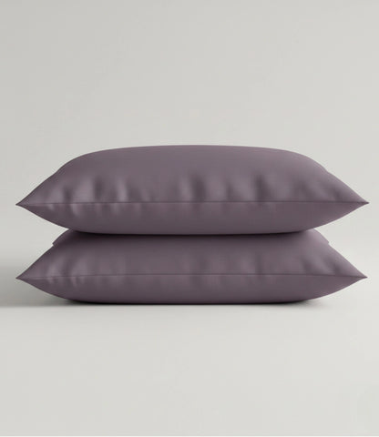 Soft Heaven Mauve King Size Pillow Covers Made from Soft Cotton Fabric in Solid Pastel Color