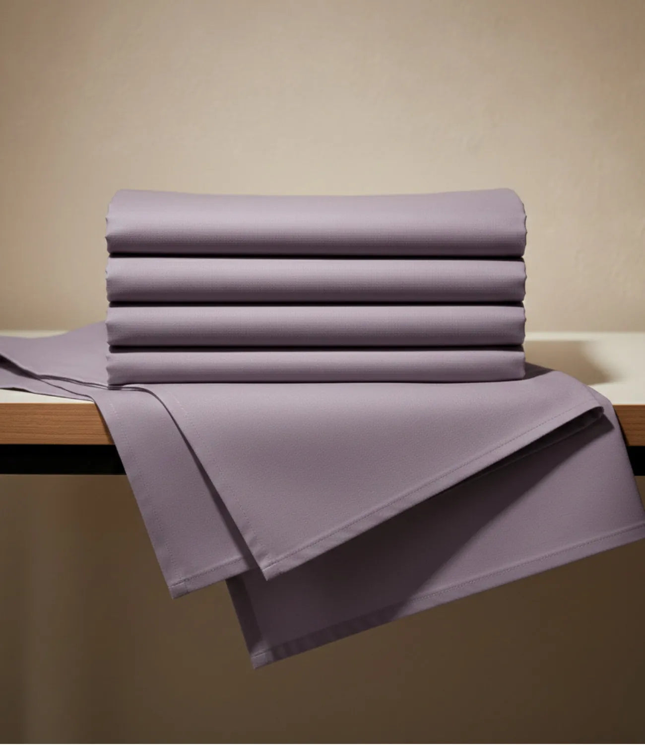 Folded Soft Heaven Mauve King Size Cotton Bedsheet Set Showcasing Soft Fabric and Premium Finish