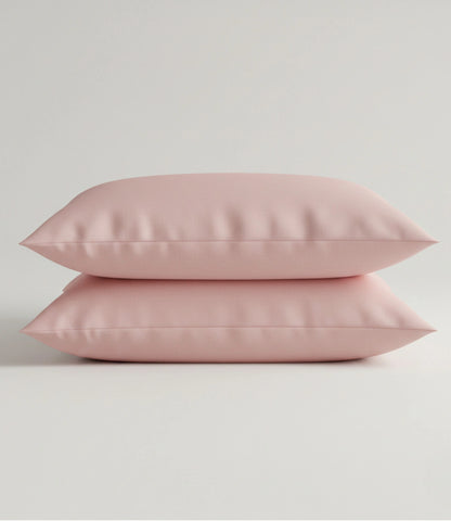 Pair of Soft Heaven rose gold cotton pillow covers for king size bedding set, crafted from soft breathable fabric with a smooth premium finish.