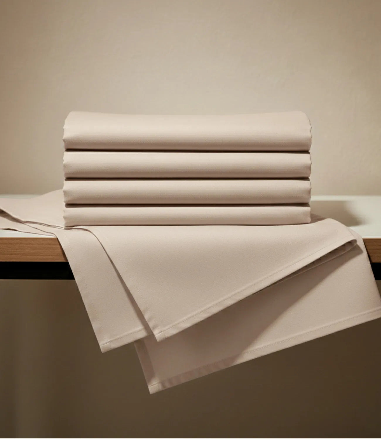 Neatly folded Soft Heaven smoke grey king size cotton bedsheet showcasing premium fabric quality and smooth finish.