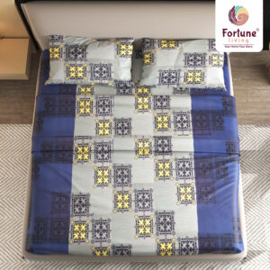 Cozy Cotton Premium Bedsheet Set – Tribal Blue & Yellow Motif