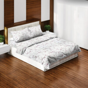 Elegant Floral White and Pink Cotton Bedsheet Set – King Size