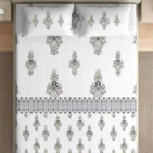 Heritage 100% pure cotton bedsheet in bedroom setting