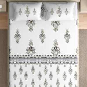 Heritage 100% pure cotton bedsheet in bedroom setting