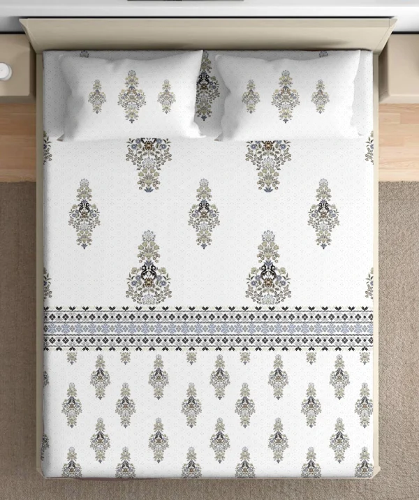 Heritage 100% pure cotton bedsheet in bedroom setting