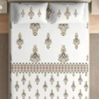 Heritage 100% pure cotton bedsheet in bedroom setting