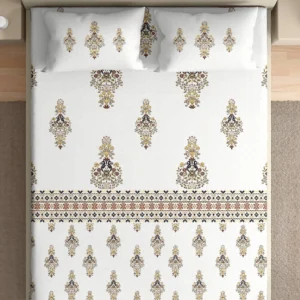 Heritage 100% pure cotton bedsheet in bedroom setting