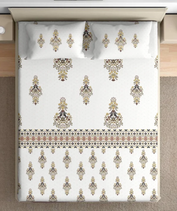 Heritage 100% pure cotton bedsheet in bedroom setting