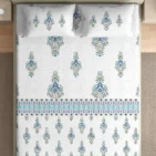 Heritage 100% pure cotton bedsheet in bedroom setting
