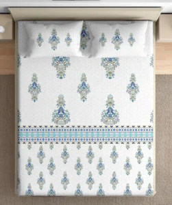 Heritage 100% pure cotton bedsheet in bedroom setting