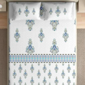 Heritage 100% pure cotton bedsheet in bedroom setting