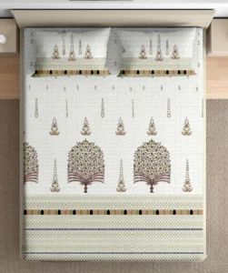Heritage 100% pure cotton bedsheet in bedroom setting