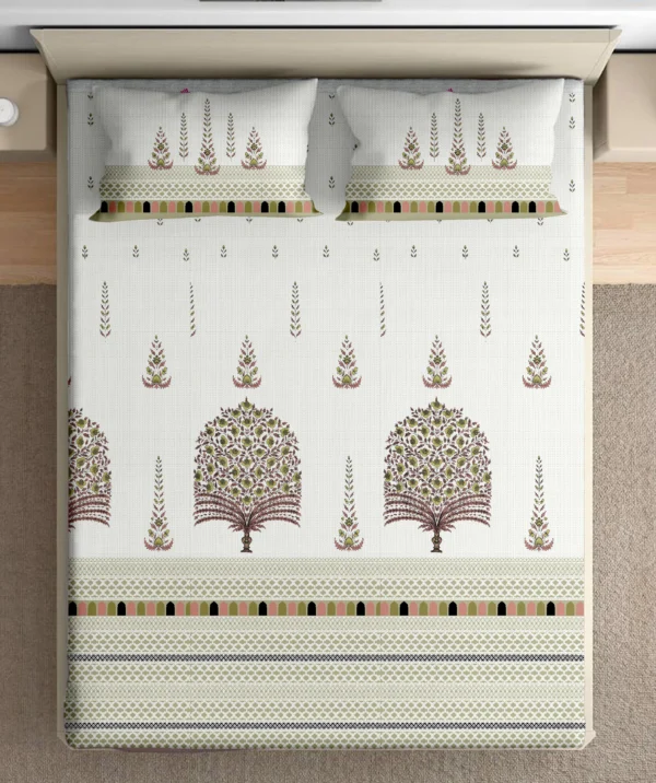 Heritage 100% pure cotton bedsheet in bedroom setting