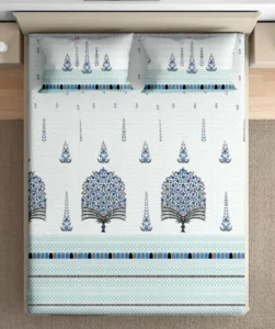 Heritage 100% pure cotton bedsheet in bedroom setting