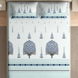 Heritage 100% pure cotton bedsheet in bedroom setting
