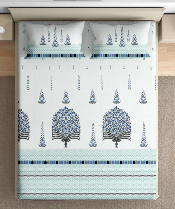 Heritage 100% pure cotton bedsheet in bedroom setting