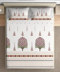 Heritage 100% pure cotton bedsheet in bedroom setting