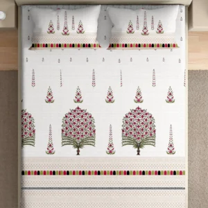 Heritage 100% pure cotton bedsheet in bedroom setting