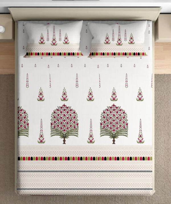 Heritage 100% pure cotton bedsheet in bedroom setting