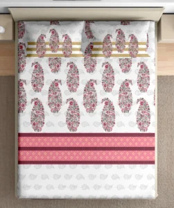 Heritage 100% pure cotton bedsheet in bedroom setting