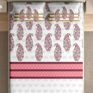 Heritage 100% pure cotton bedsheet in bedroom setting